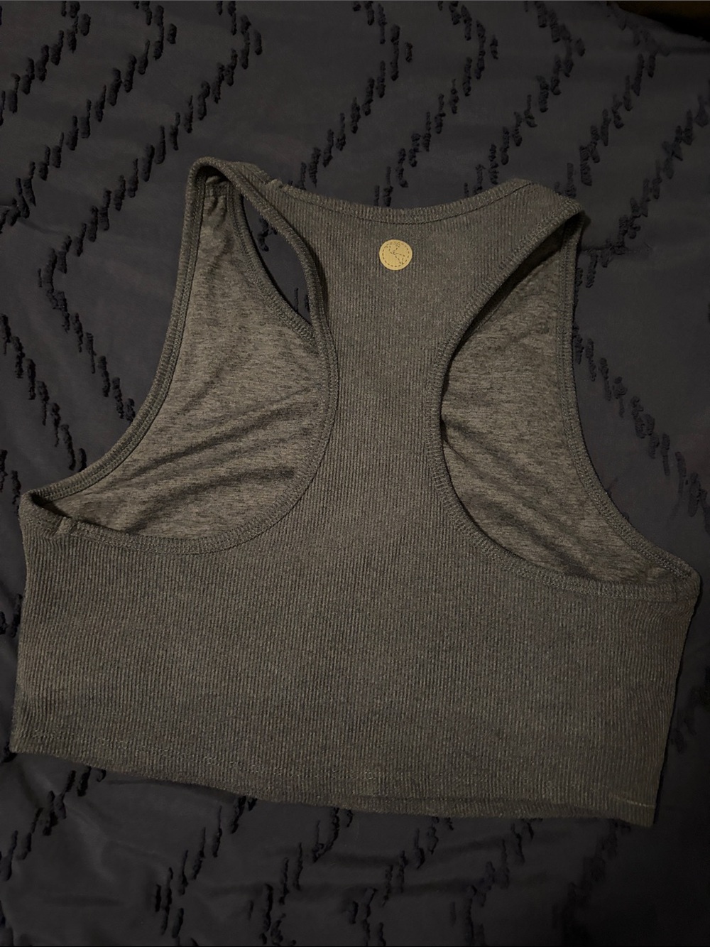 Threads 4 Thought Charcoal Ribbed Racerback Crop Top - Picture 3 of 4